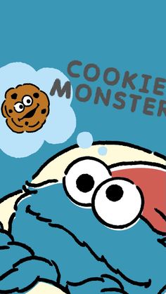 an image of cookie monster in bed with cookies above his head and thought bubble coming out