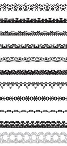 a set of black and white lace borders