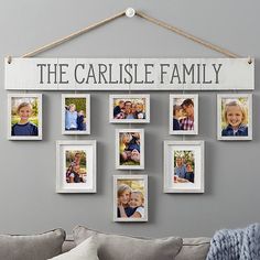 a family photo hanging on a wall with the words the carlisle family hung above it