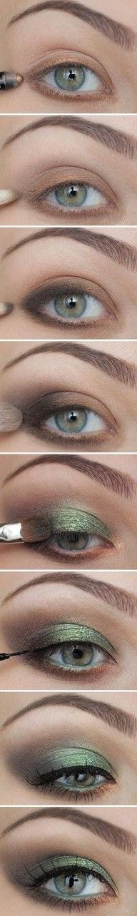 step by step - perfect for green or brown eyes! Green Smokey Eye, Beauty Make-up, Makijaż Smokey Eye, Tutorial Diy, Love Makeup, All Things Beauty, Smokey Eye