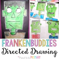 some paper cut outs with the words frankenbudies directed drawing on them and pictures of