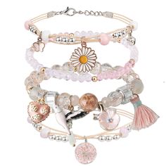 PRICES MAY VARY. Beautiful Girls' jewelry: Beaded Charm Bracelets/jewelry for girls is composed of a small daisy girl bracelets, a cherry blossom teen bracelets and 2 crystal pearl beaded bracelets, delicate and beautiful. Material composition: The my melody bracelet/beaded bracelet set for teen girls is made of glass crystal stone, colored animal character alloy pendant, stretch rope, and cotton rope, Nickel free. Girl jewelry Harmless to your body. Size Specifications: This cute bracelets for Bracelets Delicate, Animal Character, Daisy Girl, Pearl Bracelets, Free Girl, Jewelry Beaded, Girl Jewelry, Bracelet Beaded, Bead Charm Bracelet