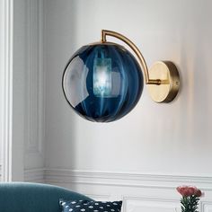 Smoke Gray/Amber/Blue Water Glass Sconce - Colonial 1-Bulb Wall Light For Living Room Blue Bedside Wall Lamp, Wall Lights Living Room, Viria, Led Wall Lamp, Gold Walls, Led Wall Lights, Modern Glass, Wall Light Fixtures, Lamps Living Room