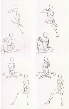 a drawing of people doing different poses