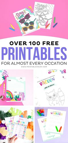 over 100 free printables for almost every occasion - includes coloring sheets, stickers and more