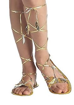 Adult Goddess Sandals Heels Drawing, Goddess Sandals, Golden Sandals, Gold Flat Sandals, Ribbon Sandals, Game Of Thrones Costumes, Greek Costume, Celebrity Costumes, Greek Goddess Costume