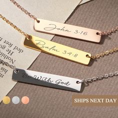 Christian Necklaces, Verse Necklace, Bible Jewelry, Bible Verse Necklace, Christian Accessories, Scripture Quote, January Birthday Gifts, Custom Bible, Christian Bracelets