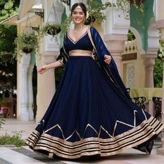 Blue Designer Lehenga, Lace Lehenga, Dark Blue Lehenga, Simple Lehenga, Trendy Outfits Indian, Traditional Indian Dress