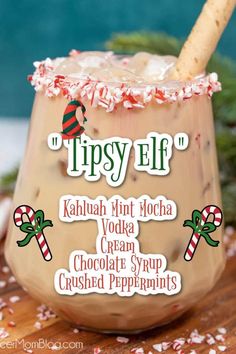 Holiday Sip And Shop Ideas, Elf Themed Drinks, Christmas Themed Alcoholic Drinks, Winter Cocktail Ideas, Peppermint Mocha Cocktail, Christmas Punches, Mocha Cocktail, Dirty Shirley, Xmas Drinks