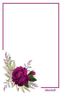 a purple flower with green leaves in the middle and an empty frame above it that says abaaff