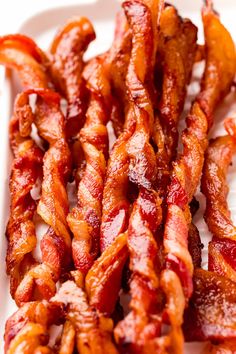 bacon strips on a plate ready to be eaten