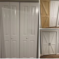 four different pictures of white closet doors