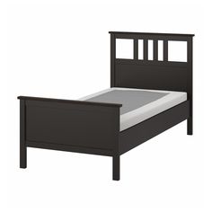 HEMNES bed frame, black-brown/Lyngör white, Twin. HEMNES bed frame uses durable and renewable material that maintains its genuine character for many years – and LYNGÖR mattress base gives extra height and helps your mattress keep its shape for longer. Leg/ Headboard/ Bedside/ Top rail/ Middle rail: Solid pine. Ikea Hemnes Bed, Hemnes Bed, Mattress Base, Organized Bed, Ikea Hemnes, Adjustable Bed, Ikea Family, Adjustable Beds, Twin Bed