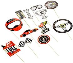 a bunch of car themed cupcake toppers and picks on a white background with clippings