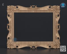 an ornate wooden frame on a black background