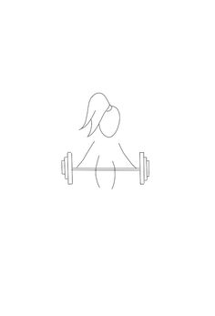 a line drawing of a woman lifting a barbell with her back to the camera