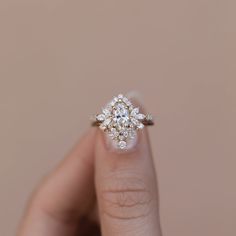 0.75CT Marquise Cluster Moissanite Diamond Wedding Ring Set Olive Avenue, Olive Avenue Jewelry, Diamond Wedding Rings Sets, Wedding Set, Dream Ring, Marquise Cut