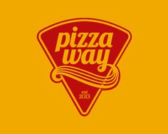 the logo for pizza way on yellow background