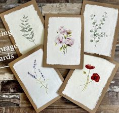 four handmade cards with flowers on them