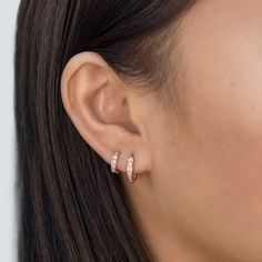 These Rose Gold Vermeil Huggie Hoop earrings will be your favorite everyday pairs. Our Huggies are true to size and will hug your ear perfectly. Great for smaller lobes or second piercings. 14K Rose Gold over Sterling Silver Cubic Zirconia Crystals Hypoallergenic, lead and nickel free Thickness 2mm Inside Diameter Sizes: 6.5mm, 9mm Snap closure #E008-RG Rose Gold Huggie Hoop Earrings For Anniversary, Rose Gold Huggie Cartilage Earrings For Anniversary, Rose Gold Sterling Silver Huggie Earrings, Dainty Rose Gold Tarnish-resistant Huggie Earrings, Delicate Rose Gold Huggie Earrings, Anniversary Rose Gold Huggie Cartilage Earrings, Anniversary Small Hoop Rose Gold Huggie Earrings, Anniversary Rose Gold Small Hoop Huggie Earrings, Rose Gold Tarnish-resistant Dainty Huggie Earrings