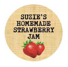 a sticker that says suzie's homemade strawberry jam