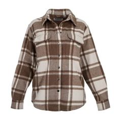 The Ridgecut Women's Flannel Plaid Shirt Jacket is the perfect layering piece to add to your fall and winter wardrobe. This staple shirt jacket features two fleece-lined pockets to keep your hands warm and heavy duty snap closure buttons. The shirt is made from a polyester/acrylic blend for comfort and durability. 13 oz, 80% Recycled Polyester, 10% Acrylic, 10% Other Lined in Nylon Side pockets lined with fleece to keep your hands warm Heavy duty metal snap front closure Hidden snap chest pocket Fall Outdoor Button-up Shacket, Fall Outdoor Outerwear With Snap Buttons, Outdoor Long Sleeve Shacket With Buttons, Outdoor Long Sleeve Shacket For Fall, Long Sleeve Shacket For Outdoor Fall Activities, Long Sleeve Shacket With Buttons For Outdoor, Fall Outdoor Long Sleeve Shacket, Fall Outdoor Outerwear With Buttoned Pockets, Fall Outerwear With Buttoned Pockets For Outdoor