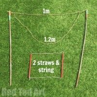 an overhead view of a soccer goal with measurements