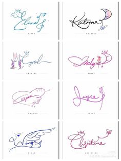 four different signed autographs are shown