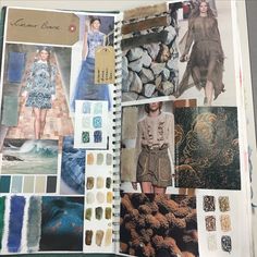 an open book with pictures and text on it, including images from different fashions