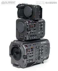 three sony cameras stacked on top of each other