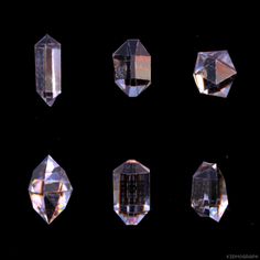 six different types of diamonds on a black background