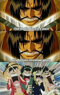 two different anime characters with caption that says, ` escondi o one piece emu lugar que su so zero sabe onde la? '