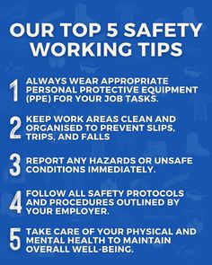 Dalton Safety's top 5 safety working tips for the workplace. Safety Tips, Personal Protective Equipment, Working Area, Take Care Of Yourself, Rainy Day, Take Care, Physics, Building