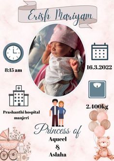 the birth info sheet is shown with pictures