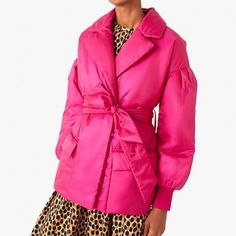 Stunning Kate Spade New York - Festive Pink Gramercy Parka - Nwt Trade In Your Black Coat For Something Bolder, Like This Hot Pink Parka Reimagined With Notch Lapels And A Self Belt. The Only Caveat Is: You'll Be Receiving A Lot Of Looks And Compliments. 100% Polyester Notch Lapels Drop Shoulders Cuffed Sleeves Self-Belt At Waist Two Flap Side Pockets Parka Size S Measures 29" Long From Highest Shoulder Point Center Front Snaps Turn Garment Inside Out; Dry Clean Only Imported Luxury Long Sleeve Kate Spade Outerwear, Chic Kate Spade Winter Outerwear, Chic Winter Outerwear By Kate Spade, Kate Spade Fitted Spring Outerwear, Fitted Kate Spade Spring Outerwear, Fitted Kate Spade Outerwear For Spring, Elegant Kate Spade Spring Outerwear, Chic Long Sleeve Kate Spade Outerwear, Kate Spade Fitted Fall Outerwear