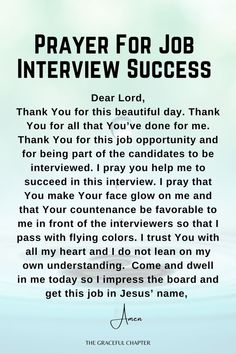 prayer for job interview success with the words thank you for this beautiful day and thank you for all that you've done