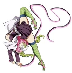 an anime character is dancing with her legs spread out