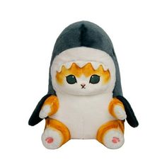 a small stuffed animal with an orange and white cat on it's back