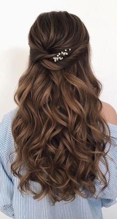 Partial Updo, Fall Wedding Hairstyles, Boho Hairstyle, Bridal Hair Inspiration, Half Up Half Down Hair, Long Wavy Hair, Wedding Hairstyles For Long Hair, Wedding Hair And Makeup