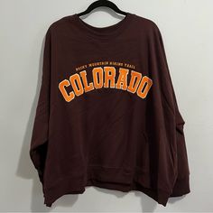 Dark Brown Crewneck Sweatshirt Size 3xl Color In Chocolate Brown Orange Textured Lettering New With Tag Pit To Pit: 33 In Length: 25 In Dark Brown Sweater, Textured Lettering, White Pullover Sweater, Brown Crewneck, Cropped Cable Knit Sweater, Pink Cable Knit Sweater, Grey Cable Knit Sweater, Hot Sweater, Yellow Cardigan