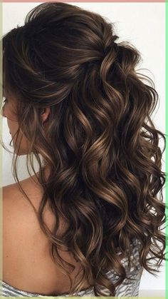 Romantic Bridesmaid Hair Down, Prom Hair Styles Half Up Half Down Curly, Wavy Event Hair, Formal Hair Down Hairstyles, Cute Prom Hairstyles For Curly Hair, Long Curly Wedding Hairstyles Down, Waterfall Braid With Curly Hair, Curly Womens Hairstyles, Wavy Haircuts For Long Hair