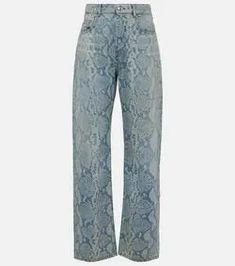 Sportmax Diego Snake-print Straight Jeans - Blue | Editorialist Indigo Snake, Snake Skin Print, Snake Print Clothes, Snake Print Jeans, Snake Print Pants, Snake Print, Color Names, Straight Jeans, Wide Leg Jeans