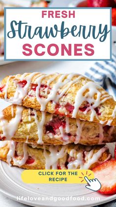 two strawberry scones stacked on top of each other