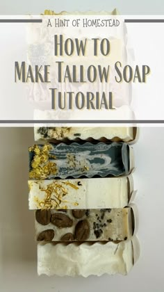 How to Make Tallow Soap Tutorial - A Hint of Homestead Tallow Soap Bar Recipe, Making Tallow Soap, Homemade Tallow Soap, Diy Tallow Soap, Mushroom Soap Bar, Tallow Candles How To Make, Deer Tallow Soap, Beef Tallow Soap Recipe, Soap With Tallow