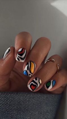 Multicolor Nails, Nail Shapes Square, Nails Spring, Oval Nails, Fire Nails, Funky Nails, Chic Nails, Dope Nails, Manicure E Pedicure