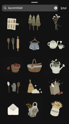 an iphone screen showing the icons for different types of items and things that are on it