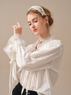 Lace up Linen Blouse, White Linen Blouse, Ruffle Blouse, Victorian Blouse, Women Blouse, Long-sleeved Shirt, Oversized Blouse Linennaive - Etsy Elegant Lace Trim Lantern Sleeve Blouse, Vintage Outfits Women, Embroidered Cuffs, White Linen Blouse, Monet's Garden, Victorian Blouse, Ruffle Linen, White Victorian, Romantic Blouses