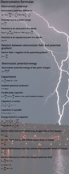 an image of lightning in the sky above water with text describing it's effects