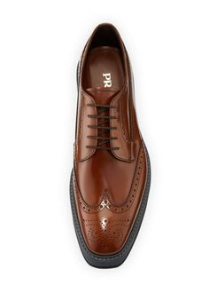 Prada Men's Spazzolato Creeper Brogue Platform Shoe, Light Brown - Bergdorf Goodman Prada Mens, Platform Shoe, Gentleman Shoes, Best Shoes For Men, Italian Shoes, Formal Shoes For Men, Prada Men, Leather Shoes Men, Sneakers Men Fashion