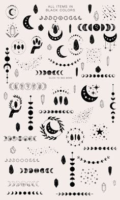 an assortment of black and white designs